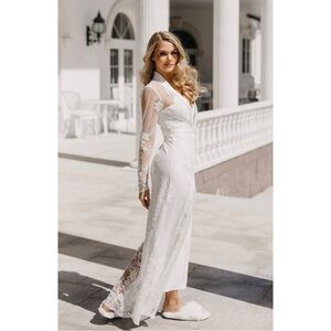 Le Rose Monique Pearl Beaded Maxi Bridal Robe
